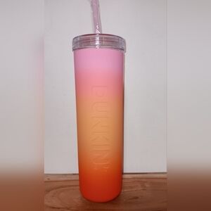 Pink and Orange Gradient Tumbler with Straw
